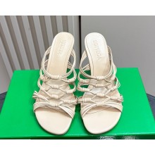 Bottega Veneta heel 9.5cm woven sheepskin sandals cream 2024