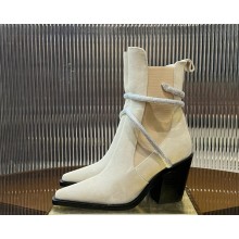 Rene Caovilla 80mm crystal-embellished suede ankle boots white/silver 2024