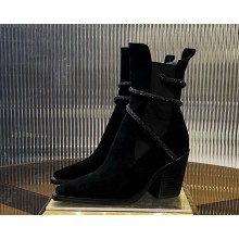 Rene Caovilla 80mm crystal-embellished suede ankle boots black 2024