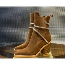 Rene Caovilla 80mm crystal-embellished suede ankle boots brown 2024