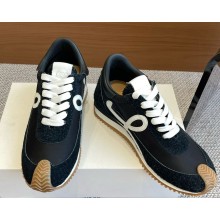 Loewe women/men Flow Runner in nylon and brushed suede black 2025