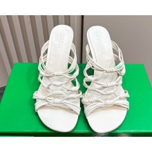 Bottega Veneta heel 9.5cm woven sheepskin sandals white 2024