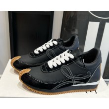 Loewe women/men Flow Runner in calfskin and suede black 2025