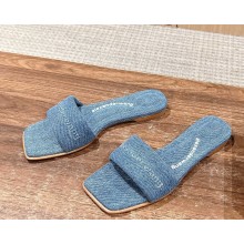 Alexander Wang Vy Logo Slides in Denim Blue 2025