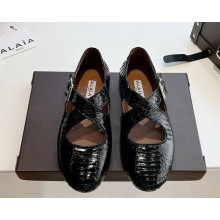 Alaïa CRISS CROSS BALLET FLATS IN EEL SKIN black 2025