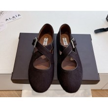 Alaïa CRISS CROSS BALLET FLATS HAIRCALF coffee 2025