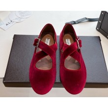 Alaïa CRISS CROSS BALLET FLATS velvet red 2025