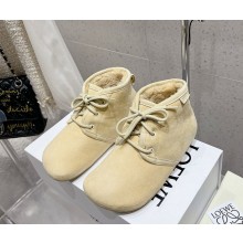 LOEWE Lago lace-up bootie in suede and shearling beige 1029-2024
