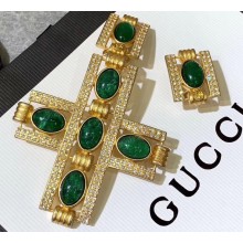 Gucci Asymmetrical Earrings with Cabochon Stones 594327 2019