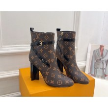 Louis Vuitton LV Remix Silhouette Brown Monogram Canvas Ankle Boot in blue heel 10cm 2024