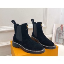 Louis vuitton LV Beaubourg ankle suede Chelsea boots in black heel 3.5cm 2024