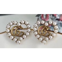 Gucci Heart Double G Earrings with Pearl 2019