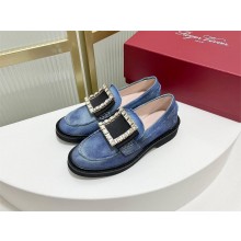 Roger Vivier Viv' Rangers embellished denim loafers 2023