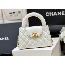 Chanel Shiny Aged Calfskin Mini Shopping Bag AS4416 white 2024 (ORIGINAL QUALITY)