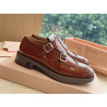Church's X Miu Miu Brushed Leather Double Monk Brogue Shoes brown 2023