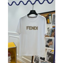 FENDI White LOGO Cotton T-Shirt 2024