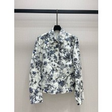 Dior White Cotton Denim with Blue Dior Chardons Motif Caro Jacket 2024