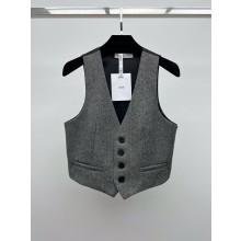 Dior Gray Virgin Wool with Herringbone Motif Buttoned Waistcoat 2024