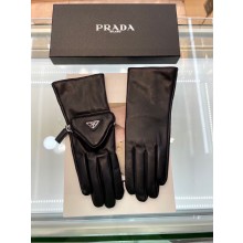 PRADA Nappa leather gloves with pouch BLACK 2023