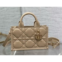 Dior Mini Book Tote Bag in Macrocannage Calfskin with Strap beige 2024 