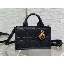 Dior Mini Book Tote Bag in Macrocannage Calfskin with Strap black 2024 