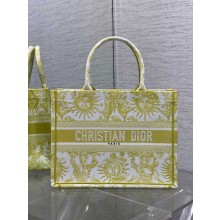 Dior Medium Book Tote Bag in Lemon Yellow Toile de Jouy Soleil Embroidery 2024