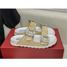 RV Slidy Viv' Strass Buckle Mules in Raffia beige 2024