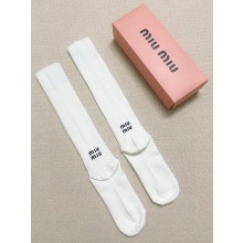 MIU MIU white cotton socks 2024