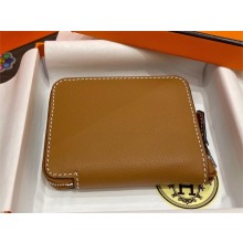 HERMES SILK'IN COMPACT WALLET IN ORIGINAL EPSOM LEATHER BROWN 2023