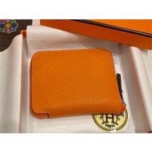 HERMES SILK'IN COMPACT WALLET IN ORIGINAL EPSOM LEATHER ORANGE 2023