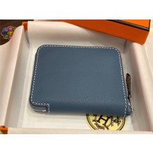 HERMES SILK'IN COMPACT WALLET IN ORIGINAL EPSOM LEATHER DENIM BLUE 2023