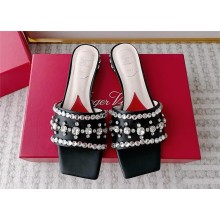 RV Strass Heel Disco Mules in Nappa Leather BLACK 2024
