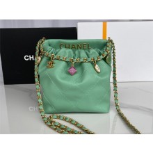 Chanel Small Bucket Bag in Lambskin, Resin AS3793 green 2023