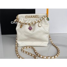 Chanel Small Bucket Bag in Lambskin, Resin AS3793 white 2023