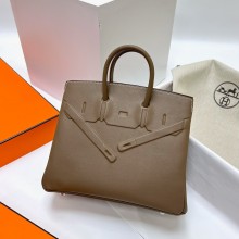 hermes birkin shadow 25/30 bag elephant gray in swift leather(handmade)