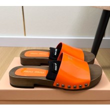 Miu Miu patent calfskin slippers orange 2025