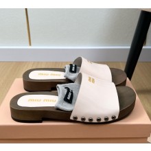 Miu Miu patent calfskin slippers nude pink 2025