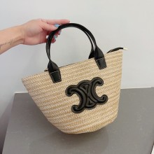 CELINE raffia TRIOMPHE tote bag black 2023