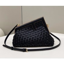 Fendi First Small Black braided leather bag 2022