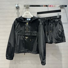 prada Printed Re-Nylon sweatshirt and skirt black 2024