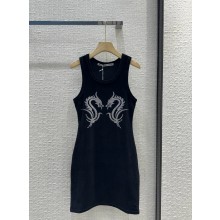 ALEXANDER WANG DRAGON CRYSTAL HOTFIX TANK MINIDRESS BLACK 2024