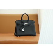 Hermes Birkin 25 In Original togo Leather black with silver Hardware (Full Handmade)