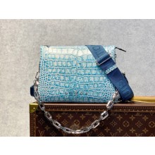 Louis Vuitton Coussin PM Bag in Crocodile Embossed Leather M57791 Blue 2022 