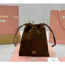 Miu Miu suede leather Duchesse pouch 5NG010 dark brown  2024