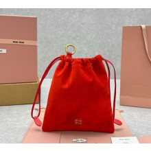Miu Miu suede leather Duchesse pouch 5NG010 Peony Pink 2024