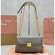 Miu Miu Leather shoulder bag 5BD266 Clay Grey  2024