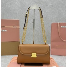 Miu Miu Leather shoulder bag 5BD266 Cognac  2024