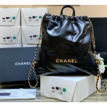 chanel Shiny Calfskin & Gold-Tone Metal Black 22 Backpack AS3859 2024(original quality)