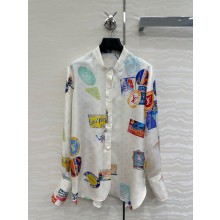 LOUIS VUITTON WHITE Mahina Patch SILK SHIRT 2025