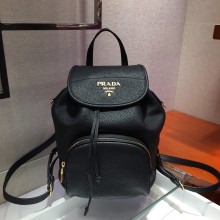PRADA Pebbled Leather Backpack In Black 1BZ035 2023